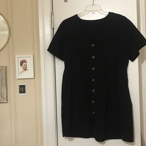 simple black tortoise shell pattern button dress.